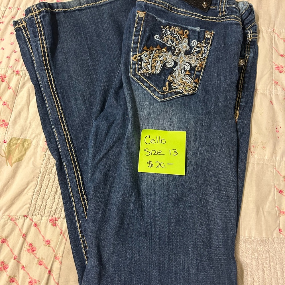 Cello Women's Blue Boot Cut Jeans with Pocket Embroidery